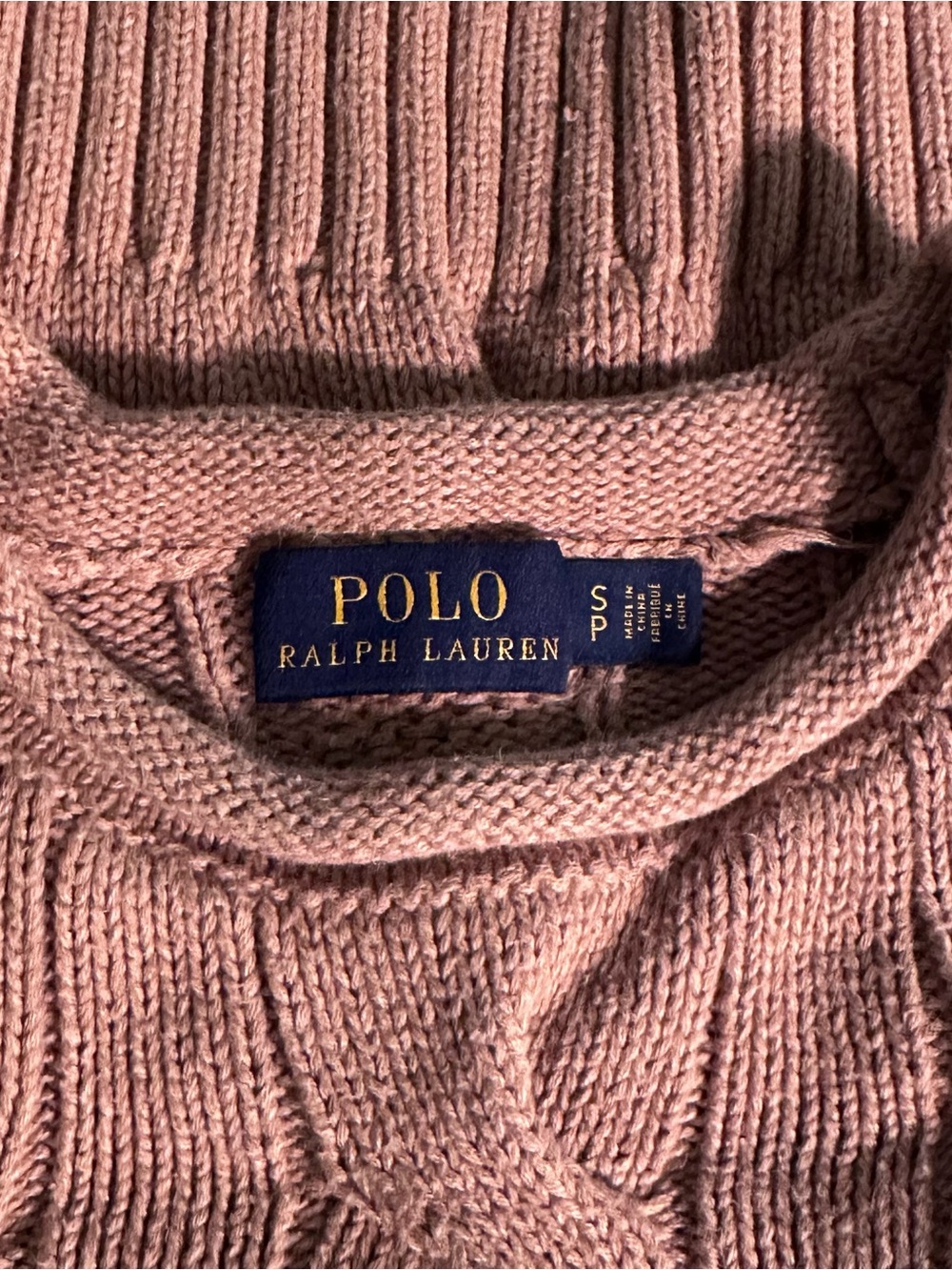 Polo Ralph Lauren Cable Knit Rolled Neck Cotton Tan Sweater Womens Size S - Picture 8 of 9